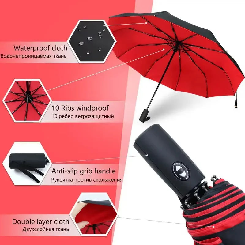 2025 NEW Hot Sa;e Windproof Double Layer Resistant Umbrella Fully Automatic Rain Men Women 10K Male Large Umbrellas Parasol