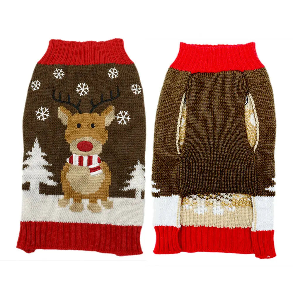 Xmas Luxury Dog Clothes Winter Pet Dog Coat Pet Sweater Christmas Cute Printed Pet Costume Chihuahua Clothing Puppy Warm Sweater