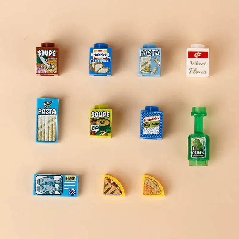 Building Blocks Printed Bricks Seafood Vegetables Ice Cream Express Package Computer Controller Christmas Halloween Gifts MOC