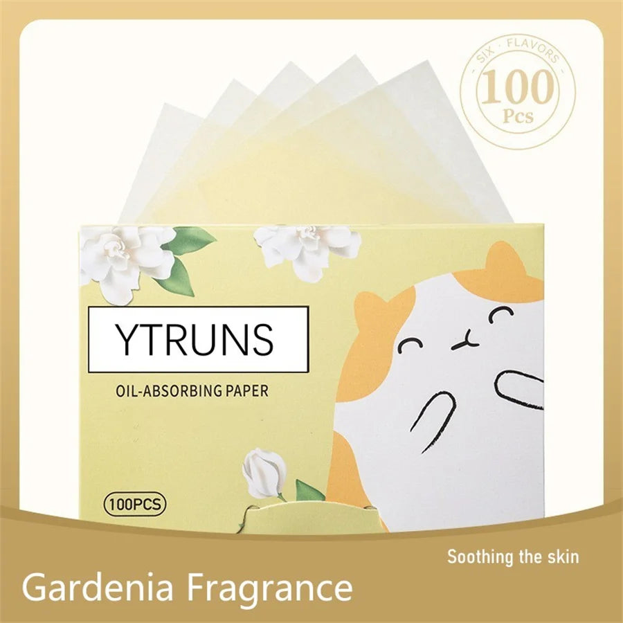 Green Tea/Gardenia/Chamomile/Lavender/Rose/Bamboo Charcoal 100pcs Boxed Fragrance Oil Absorbing Paper for Men and Women Face Oil