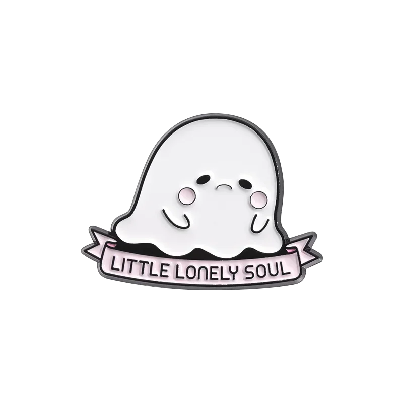 Cartoon Sunglasses Ghost Collected Enamel Pin Funny Spooky Boo With Black Cat Brooch Clothes Lapel Badge Halloween Jewelry Gifts