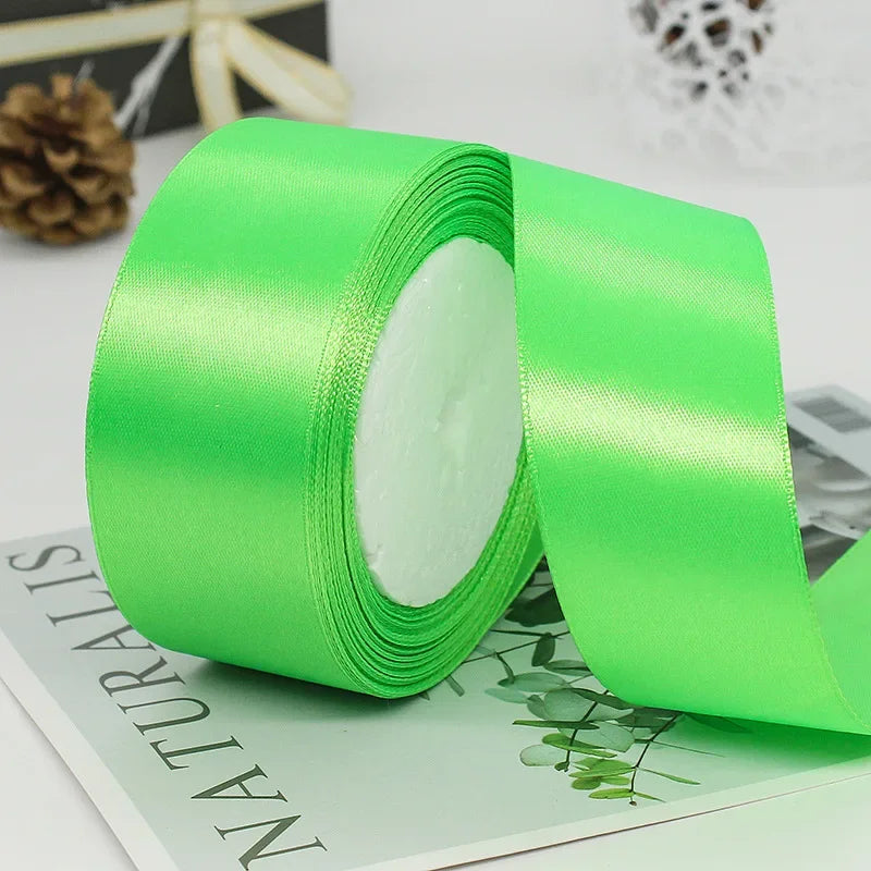 22meters 6mm-40cm Satin Ribbons Crafts Bow DIY Gift Wrap Wine Red Orange Yellow Green Blue Purple Black Gray Gold White Ribbons
