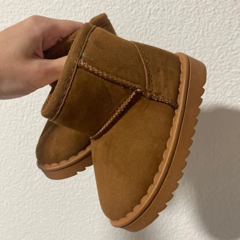 Children Snow Boots Winter Cute Warm Fashion Anti Slip Shoes Kids Boys Girls Leisure Thick Fur Platform Flat Short Boot Sneakers