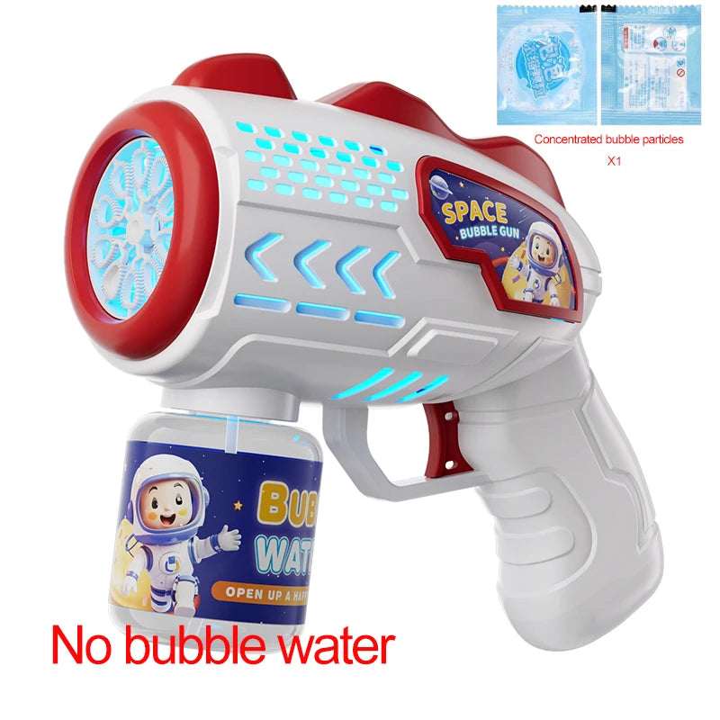 Space Astronauts Fully Automatic Bubble Gun Rocket Bubbles Machine Automatic Blower with Bubble Liquid Toy for Kids Bubble Gift