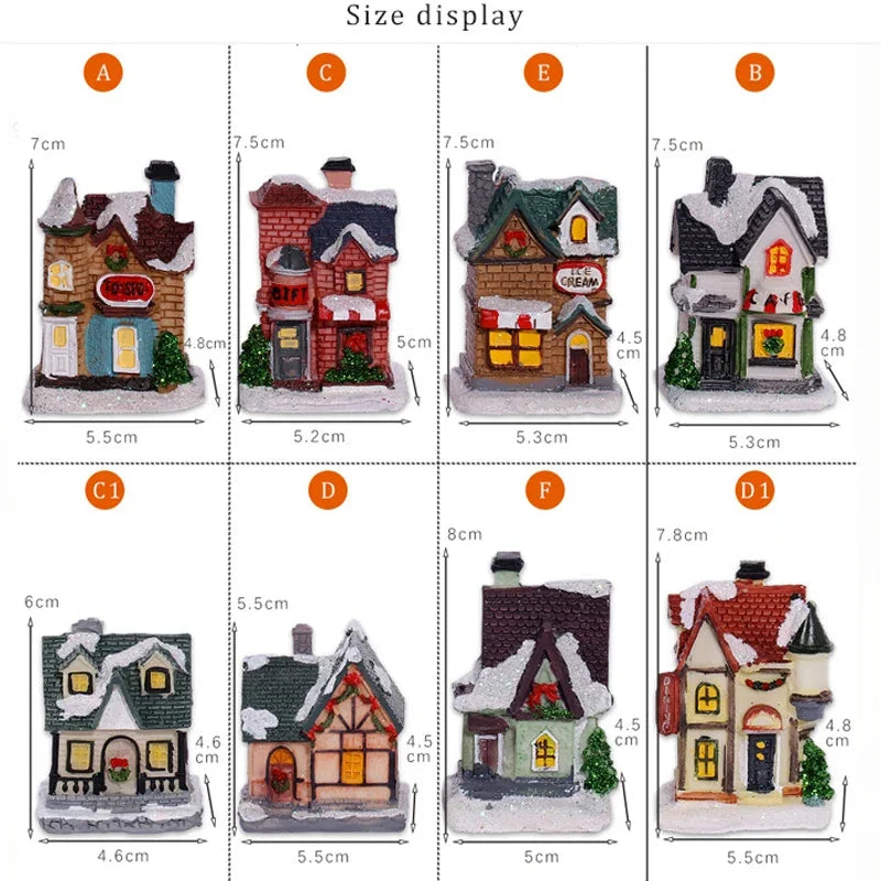 1~6pcs LED Night Light Christmas Ornaments 2025 Luminous Castle Snow House Sculpture Xmas Decoration for Home New Year Navidad