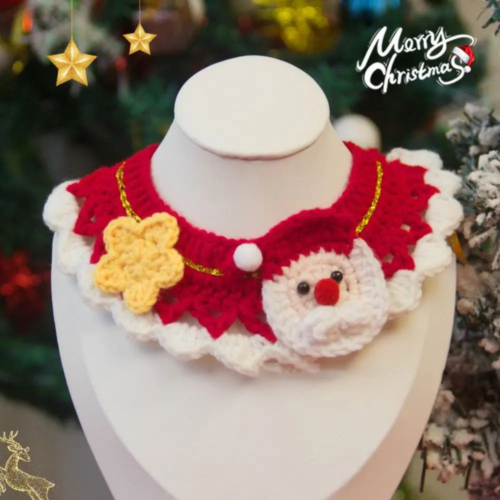 New Christmas Pet Collar Hand-knitted Cartoon Cat Necklace Safety Delicate Puppy Neck Strap Kitten