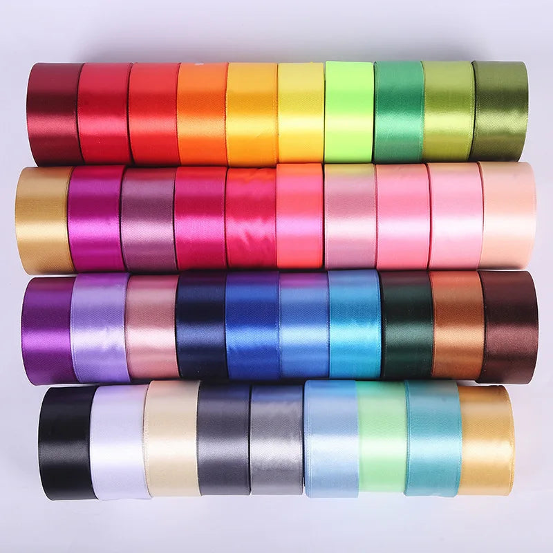 22meters 6mm-40cm Satin Ribbons Crafts Bow DIY Gift Wrap Wine Red Orange Yellow Green Blue Purple Black Gray Gold White Ribbons