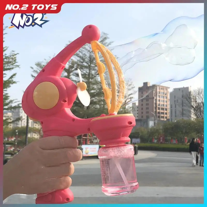 Blowing Large Bubbles Automatic Bubble Gun with Liquid Toys Soap Machine Outdoor Party Play Toy for Kids Birthday Surprise Gifts