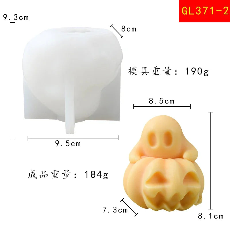 DIY Ghost Pumpkin Skull Candle Silicone Mold 3D Skull Pumpkin Doll Crafts Plaster Resin Concrete Soap Candle Mold Halloween Gift