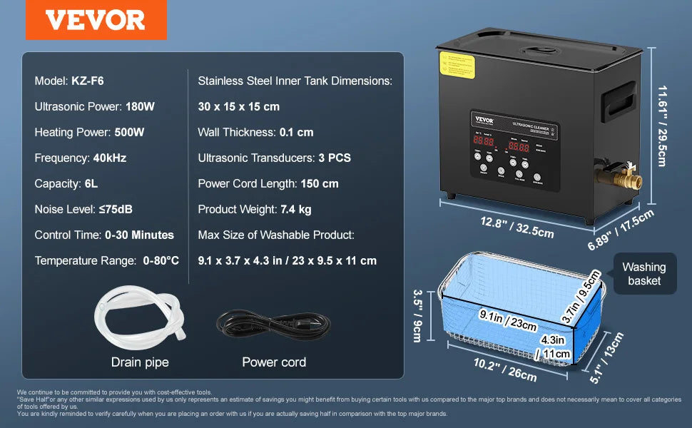 SucceBuy 2L 3L 6L 10L 15L Ultrasonic Cleaner Lave-Dishes Portable Washing Machine Diswasher Ultrasound Home Appliances w/ Timer