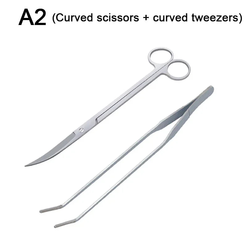 Aquarium Tools Set Scissor Tweezers Plants Wave Scissors Grass Stainless Cleaning Tools Fish Tank Shovels Aquarium Accessories