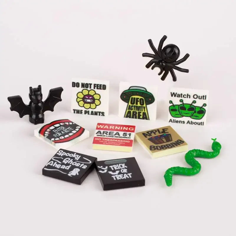 Building Blocks Printed Bricks Seafood Vegetables Ice Cream Express Package Computer Controller Christmas Halloween Gifts MOC