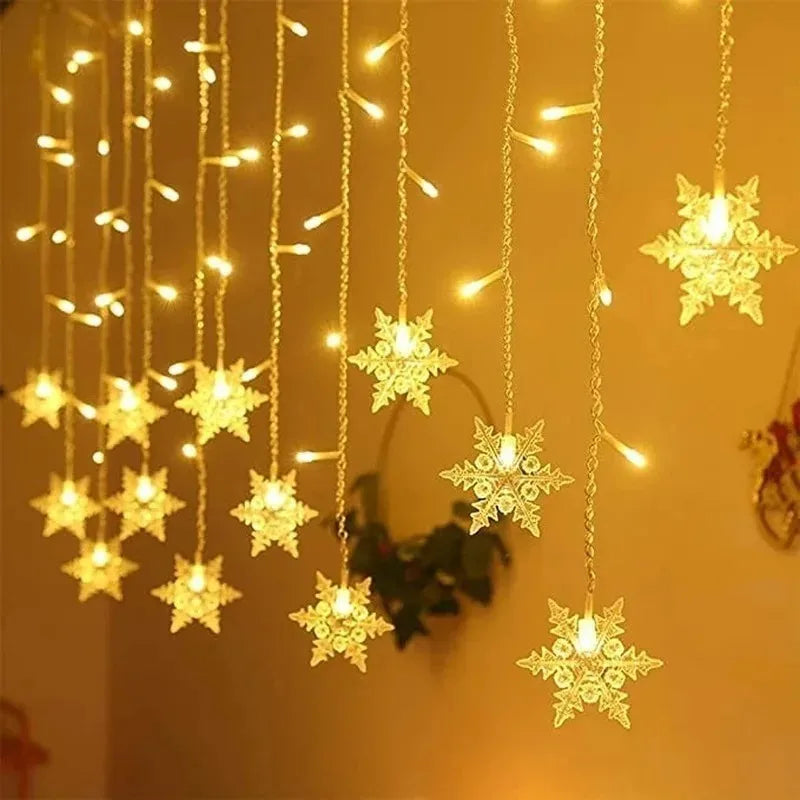 110V 220V Snowflakes  Curtain Garland on The Window Fairy Lights New Year Garland Festoon Led Lights String Christmas Decor