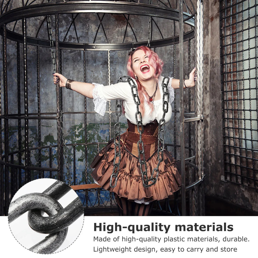 Halloween Simulation Iron Chain Prop Decorate Chain for Halloween Party Men Women Fashion Jewelry Necklace Basic Punk Style deco