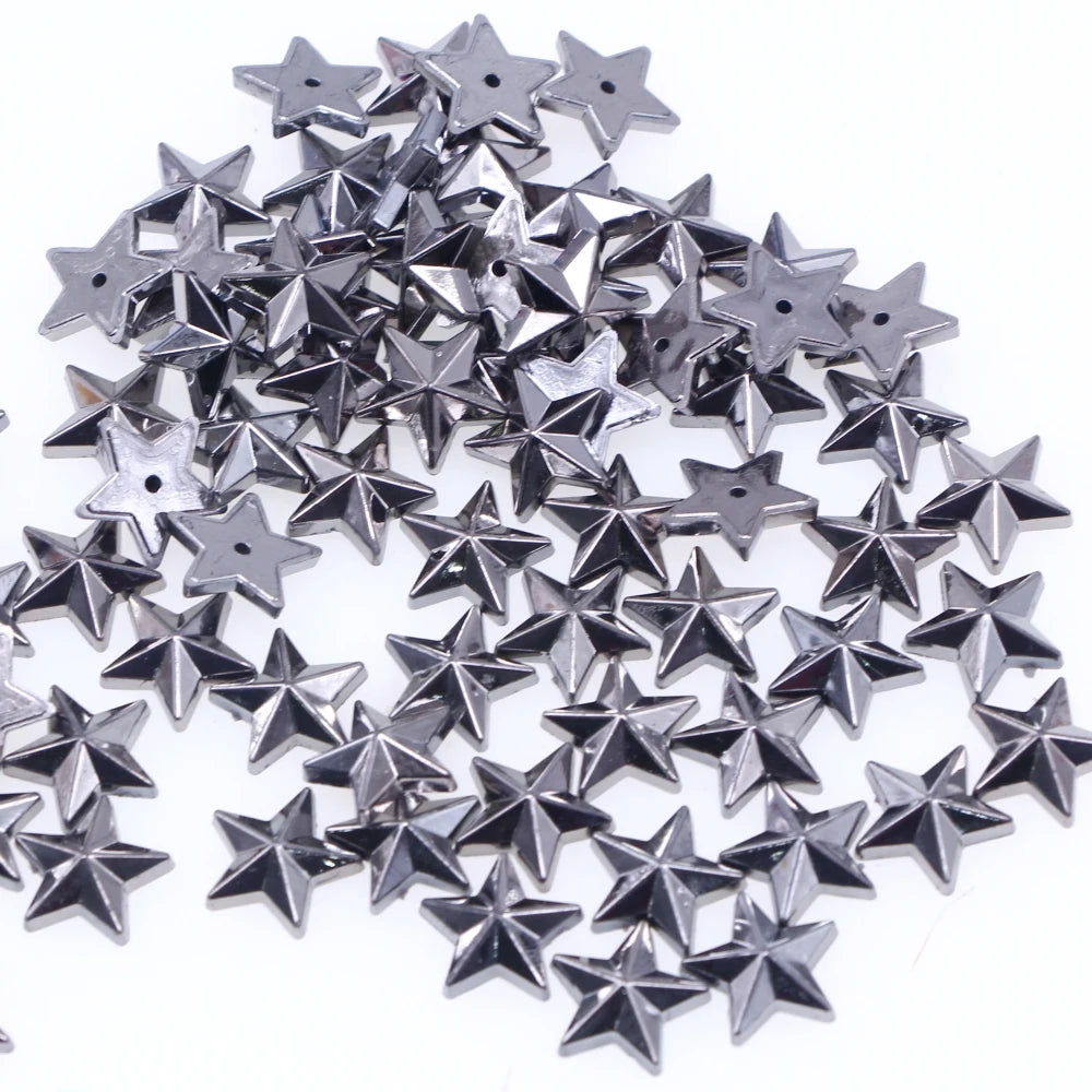 100Pcs Gold Silver Gun Black Shiny Metallic Flatbacks Star Christmas Embellishments Scrapbook Cardmake Shoes Bag Garment Accesso