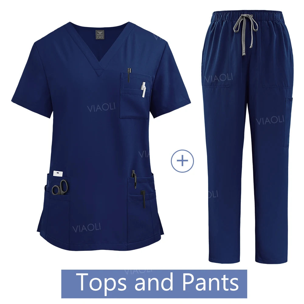 Wholesale Price Medical Suit for Women Surgical Gown Lab Coat with Pockets Dental Scrub Veterinary Uniform Soft Nursing Articles