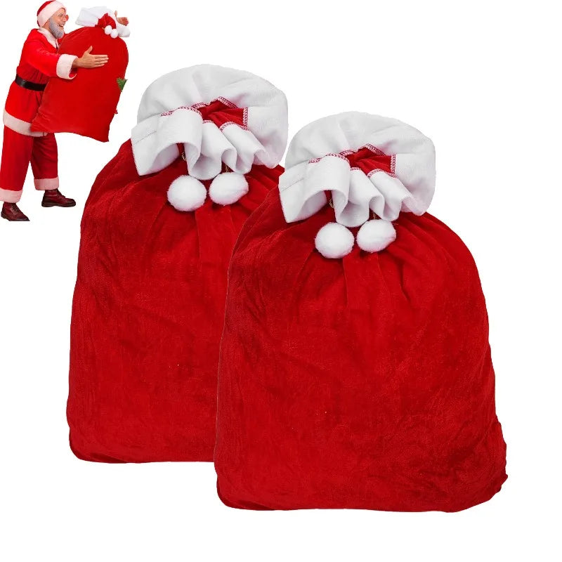 Christmas Santa Claus Bags Red Velvet Claus Bags Large Christmas Gift Sack with Drawstring for Xmas Present Toy Party Decoration