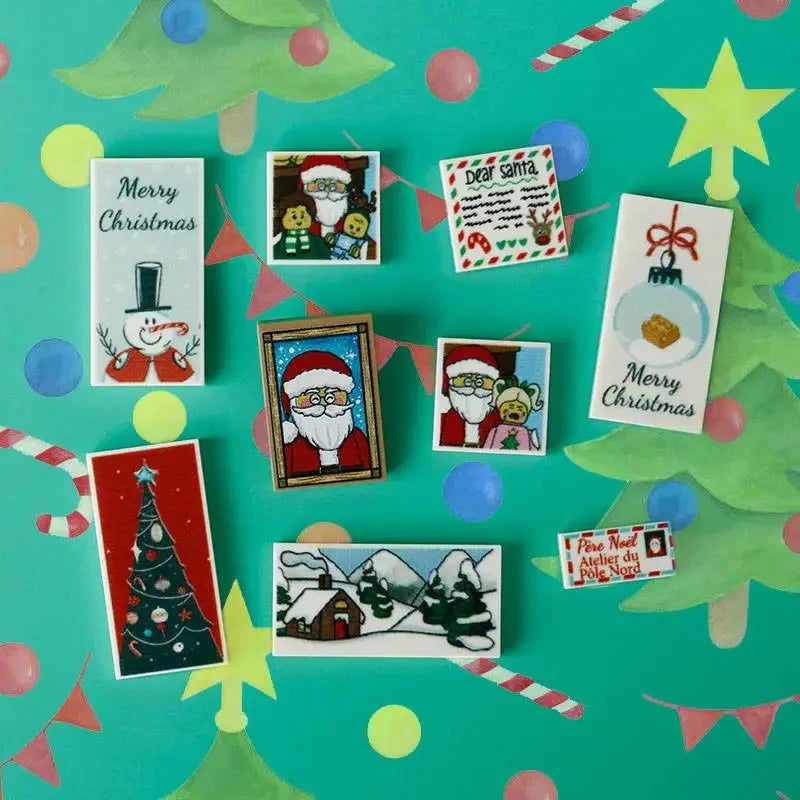 Building Blocks Printed Bricks Seafood Vegetables Ice Cream Express Package Computer Controller Christmas Halloween Gifts MOC