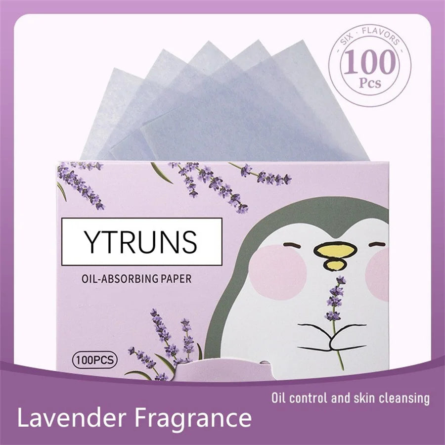 Green Tea/Gardenia/Chamomile/Lavender/Rose/Bamboo Charcoal 100pcs Boxed Fragrance Oil Absorbing Paper for Men and Women Face Oil