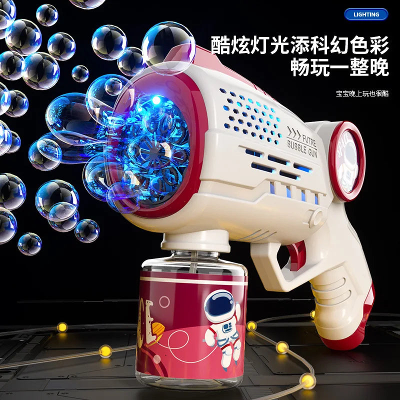New Porous Astronaut Electric Bubble Gun Kid Toy Bubbles Machine Automatic Soap Blower with Light Summer Outdoor Party Games toy