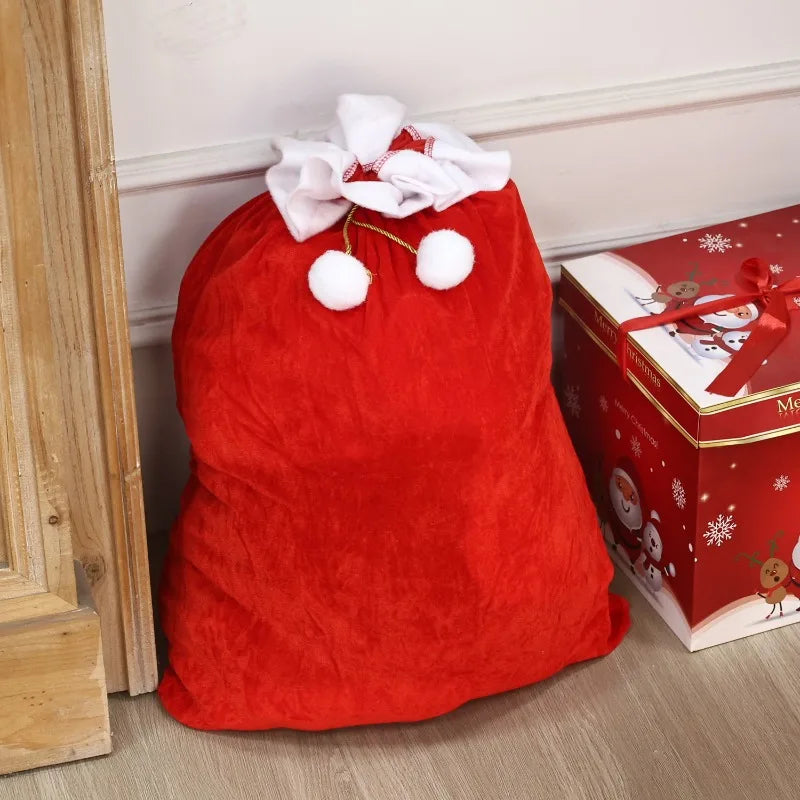 Christmas Santa Claus Bags Red Velvet Claus Bags Large Christmas Gift Sack with Drawstring for Xmas Present Toy Party Decoration