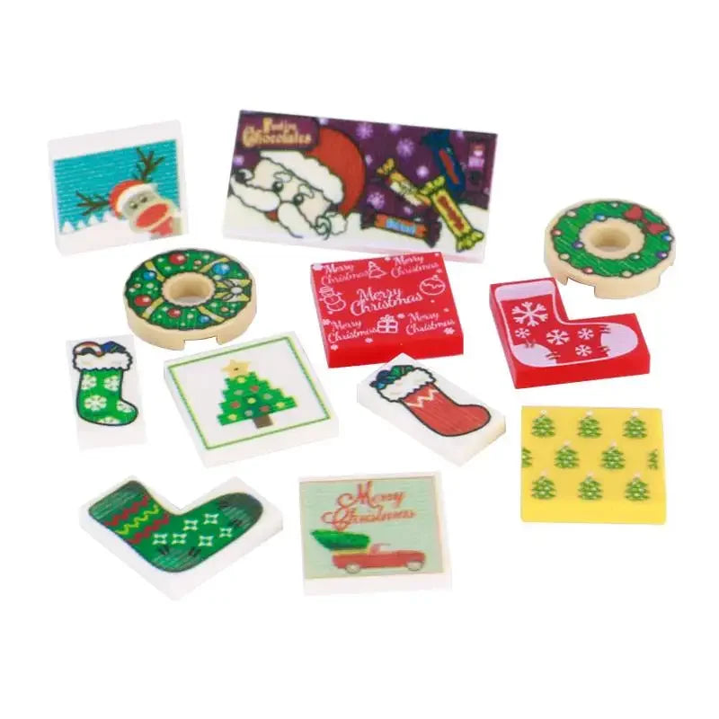 Building Blocks Printed Bricks Seafood Vegetables Ice Cream Express Package Computer Controller Christmas Halloween Gifts MOC