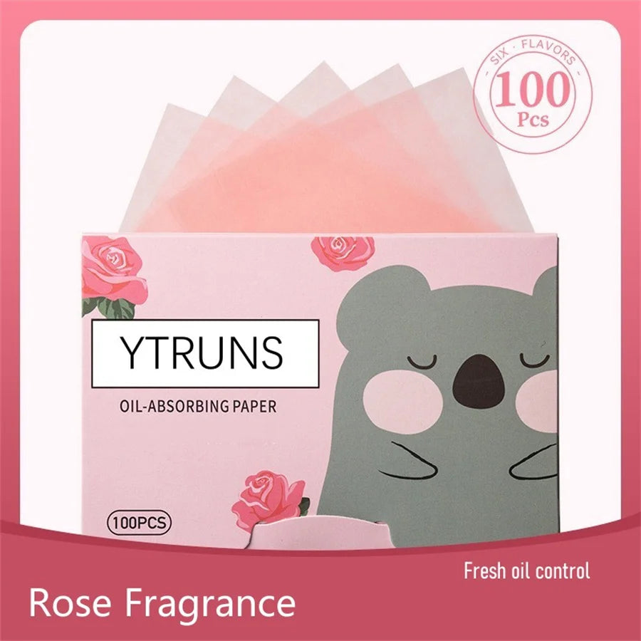 Green Tea/Gardenia/Chamomile/Lavender/Rose/Bamboo Charcoal 100pcs Boxed Fragrance Oil Absorbing Paper for Men and Women Face Oil