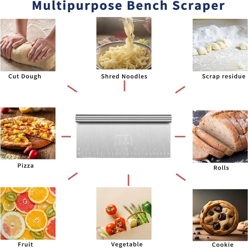 Stainless Steel Pasty Cutters DIY Dough Cake Scraper With Scale Pastry Spatulas Buttercream Edge Smoother Cake Decorating Tools