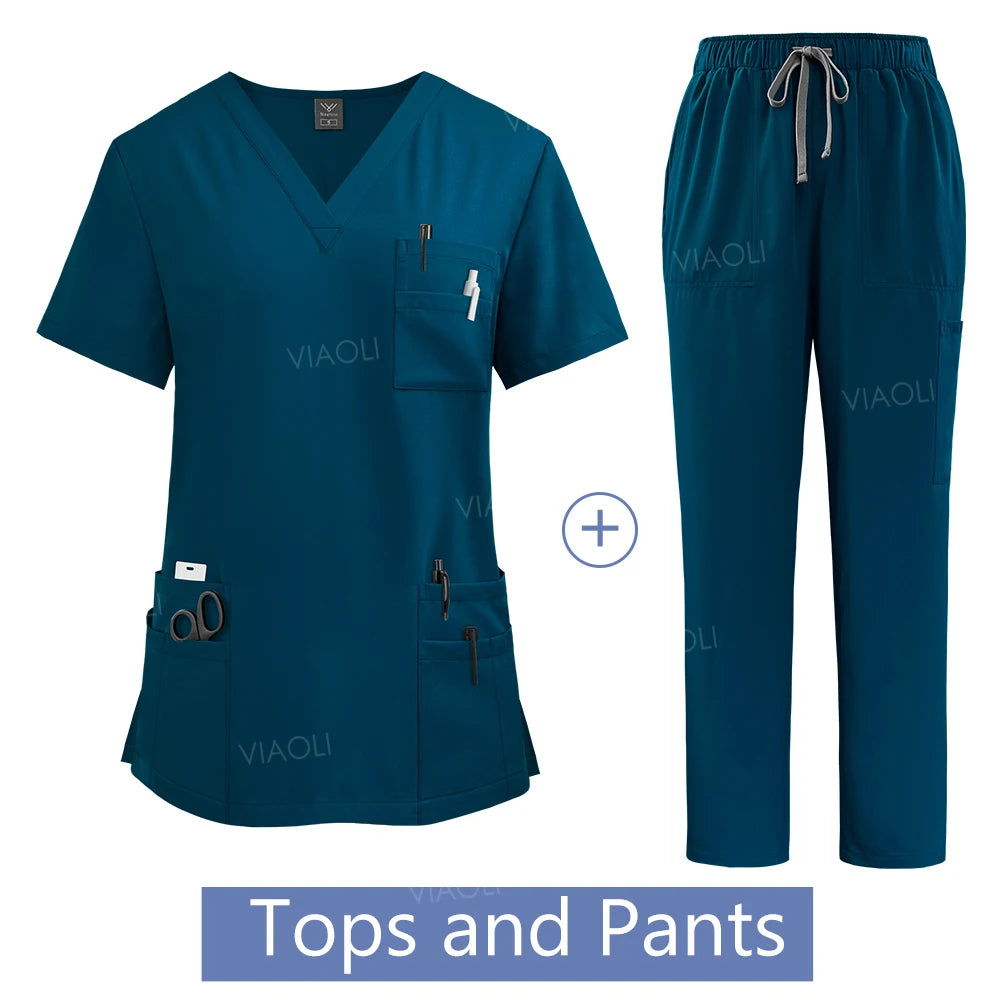 Wholesale Price Medical Suit for Women Surgical Gown Lab Coat with Pockets Dental Scrub Veterinary Uniform Soft Nursing Articles