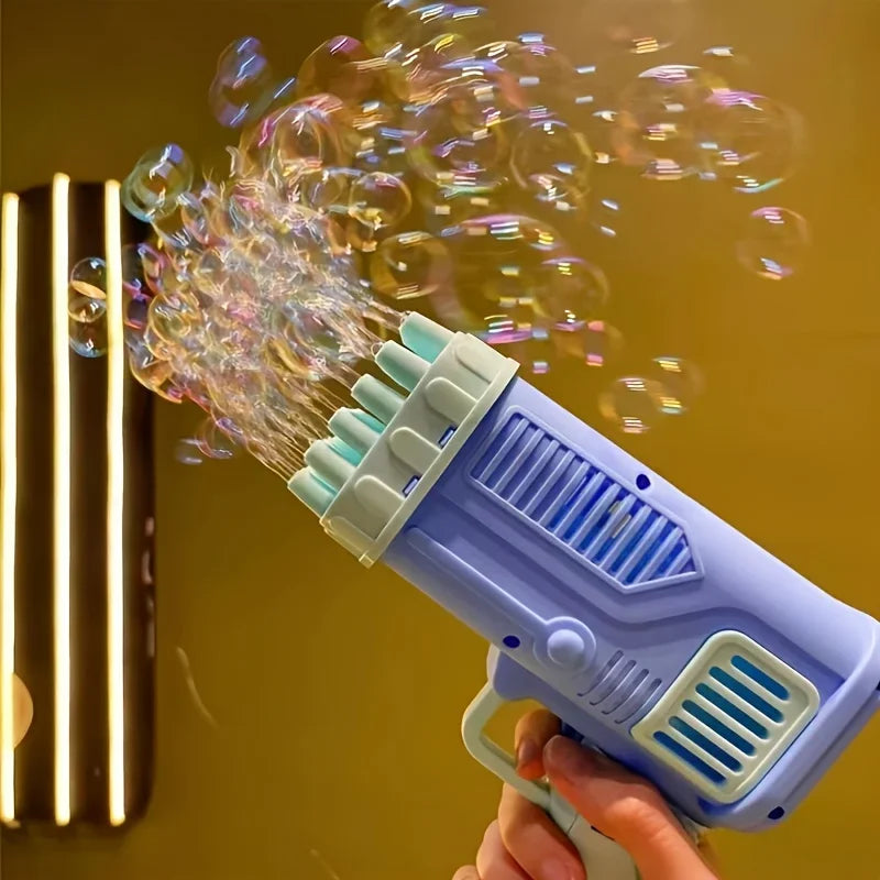 32 holes bubble gun toy  electric bubble machine rocket launcher shaped porous bubble machine without bubble water and battery