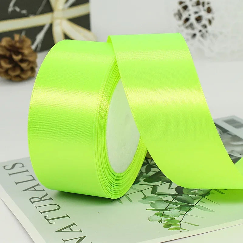 22meters 6mm-40cm Satin Ribbons Crafts Bow DIY Gift Wrap Wine Red Orange Yellow Green Blue Purple Black Gray Gold White Ribbons