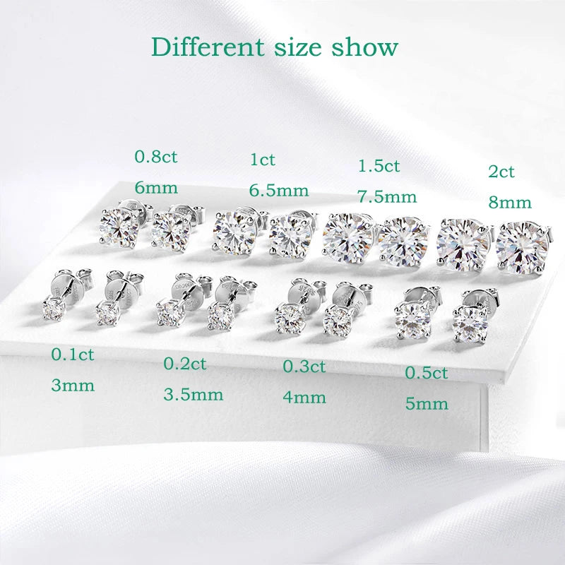 Smyoue 0.1-3CT Test Passed Moissanite Studs Earrings for Men Women S925 Silver Platinum Plated Bride Wedding Lab Diamond Studs