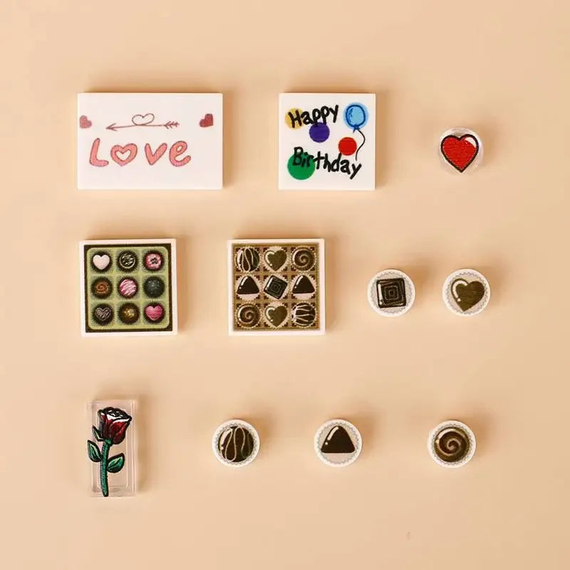 Building Blocks Printed Bricks Seafood Vegetables Ice Cream Express Package Computer Controller Christmas Halloween Gifts MOC