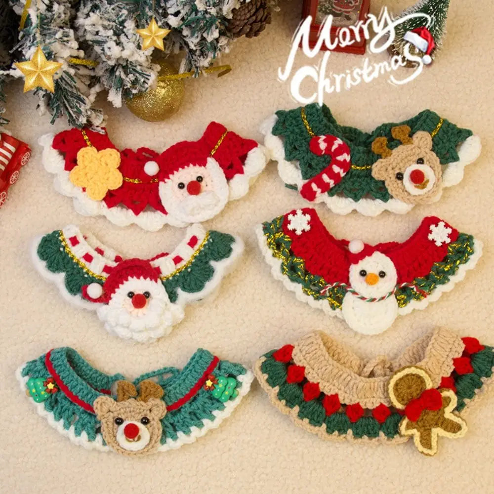 New Christmas Pet Collar Hand-knitted Cartoon Cat Necklace Safety Delicate Puppy Neck Strap Kitten