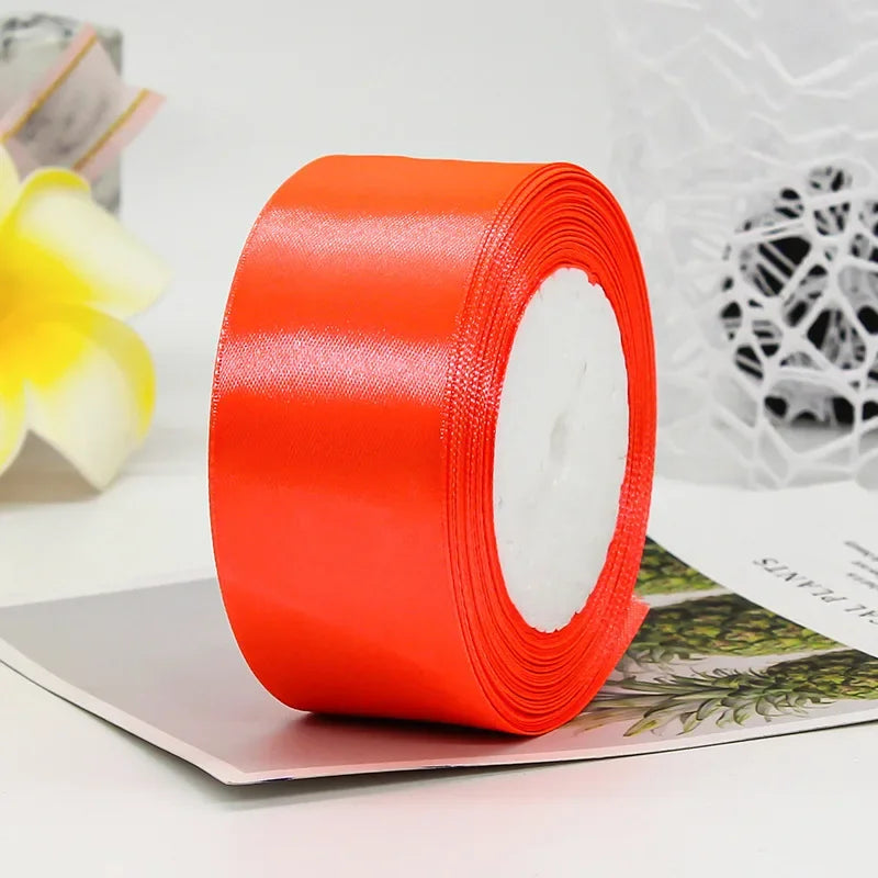 22meters 6mm-40cm Satin Ribbons Crafts Bow DIY Gift Wrap Wine Red Orange Yellow Green Blue Purple Black Gray Gold White Ribbons