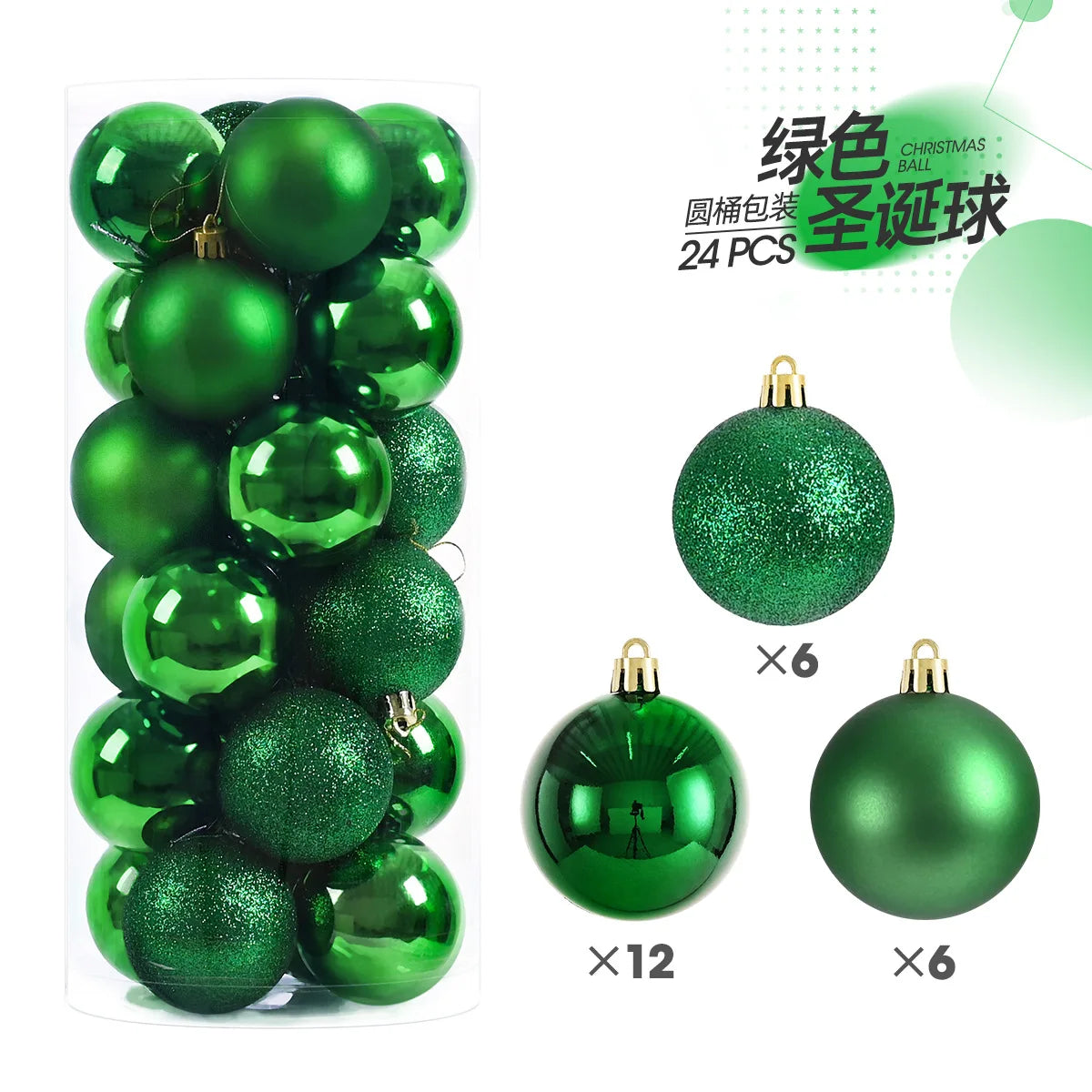 24/pcs 4CM Christmas Ball Ornaments Set Painted Plastics Christmas Tree Pendant Decoration Christmas Decoration Accessories