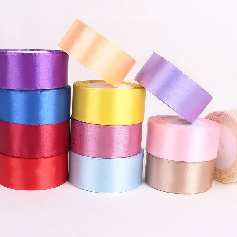 22meters 6mm-40cm Satin Ribbons Crafts Bow DIY Gift Wrap Wine Red Orange Yellow Green Blue Purple Black Gray Gold White Ribbons