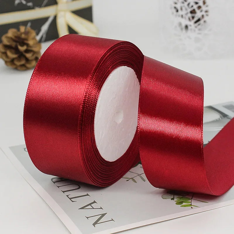 22meters 6mm-40cm Satin Ribbons Crafts Bow DIY Gift Wrap Wine Red Orange Yellow Green Blue Purple Black Gray Gold White Ribbons