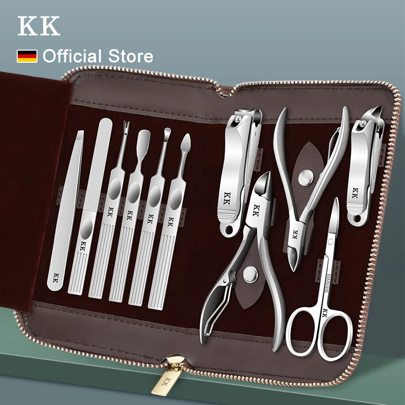 KK 11 in 1 Manicure Tools Professional Nail Clippers Set Stainless Steel Nail Cutter Pliers Scissors Kit Foot Care Hand Care