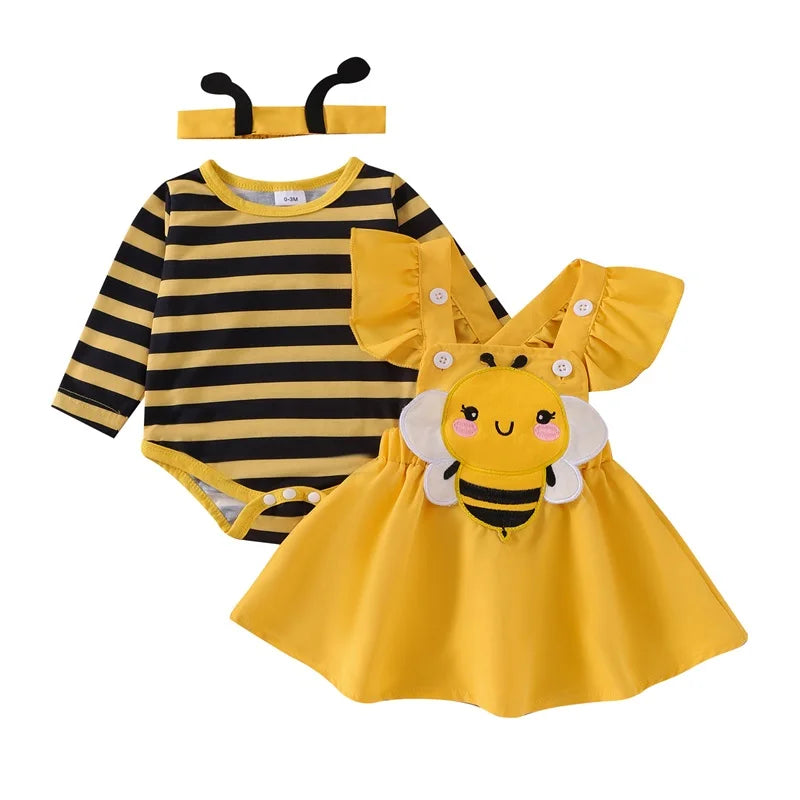 First Halloween Baby Girl Outfit Long Sleeve Romper Ladybug Suspender Skirt Dress Cute Baby Girl Fall Winter Clothes