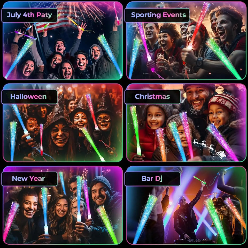 120PCS LED Glow Sticks Night Lighting Fiber Optic Birthdays Weddings Dark Parties Concerts Christmas Halloween Lighting Props