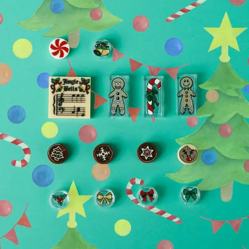 Building Blocks Printed Bricks Seafood Vegetables Ice Cream Express Package Computer Controller Christmas Halloween Gifts MOC