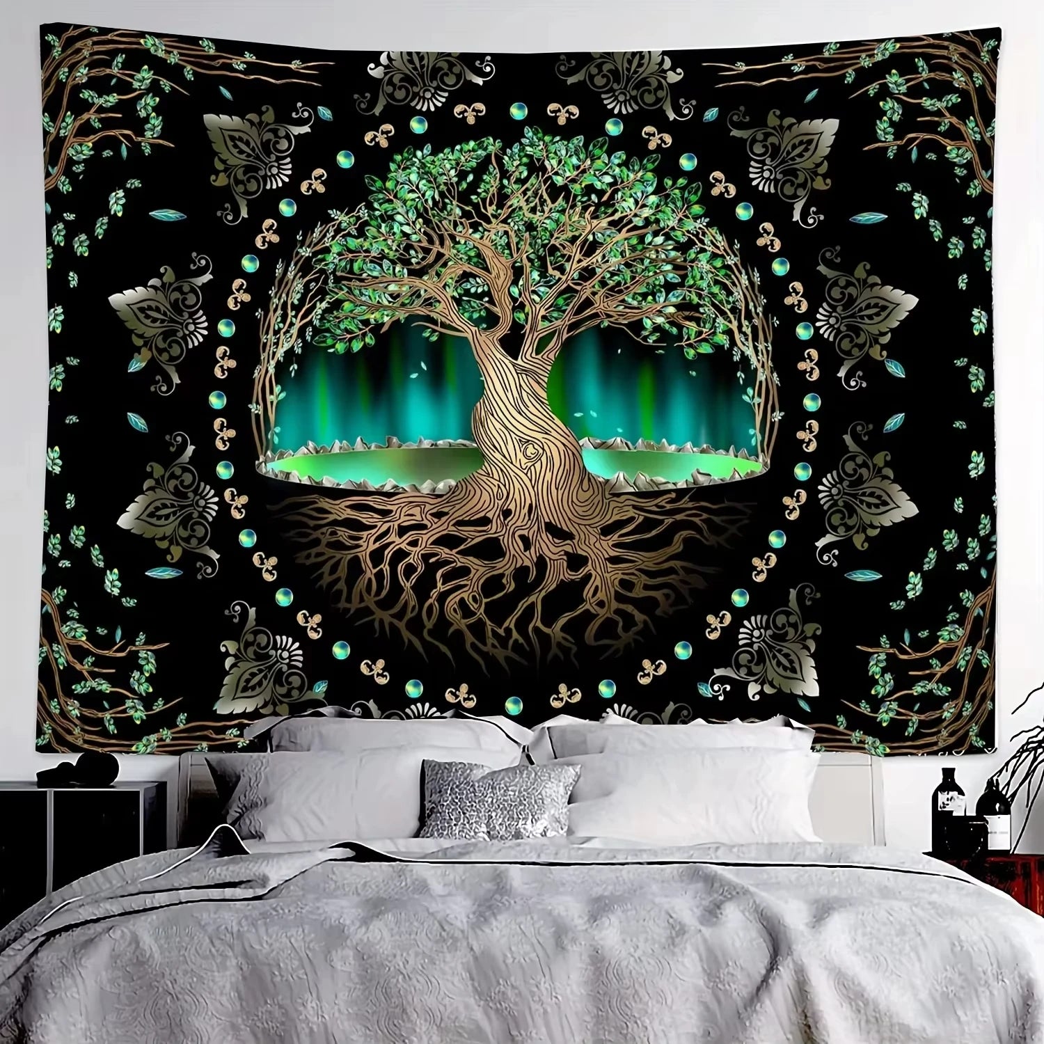 VIKAMA Aurora Tree of Life Tapestry Tree Pattern Starry Sky Spiritual Retreat Meditation Space Wall Hanging Themed Room Decor