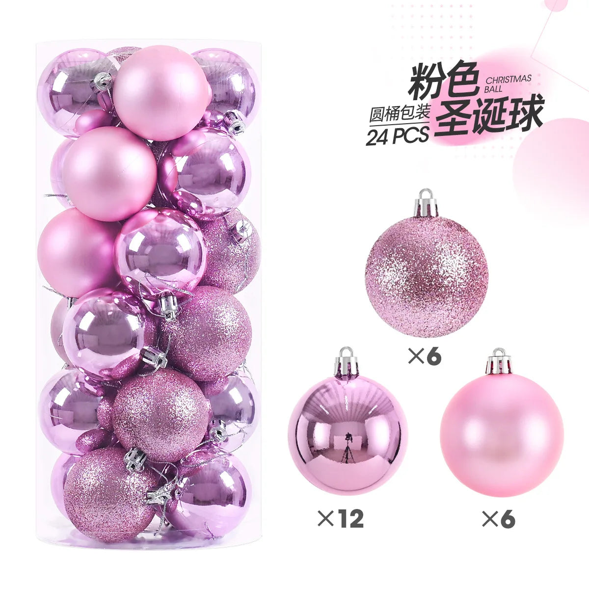 24/pcs 4CM Christmas Ball Ornaments Set Painted Plastics Christmas Tree Pendant Decoration Christmas Decoration Accessories