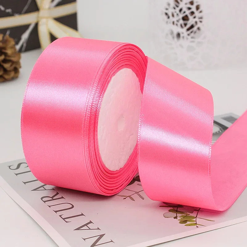 22meters 6mm-40cm Satin Ribbons Crafts Bow DIY Gift Wrap Wine Red Orange Yellow Green Blue Purple Black Gray Gold White Ribbons