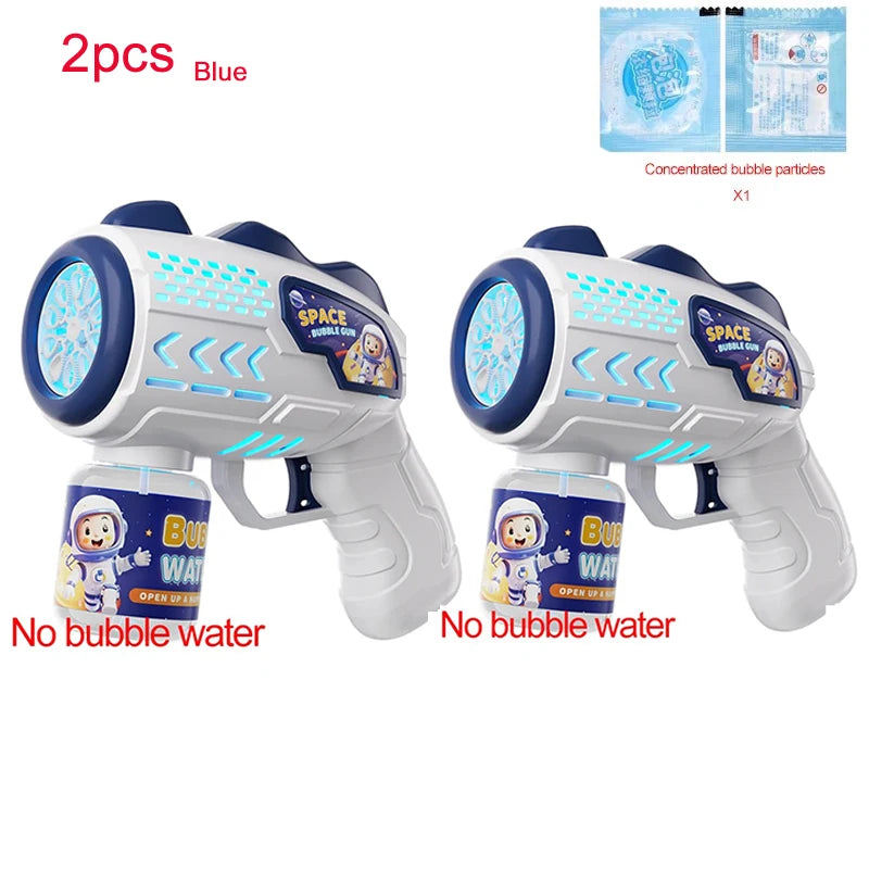 Space Astronauts Fully Automatic Bubble Gun Rocket Bubbles Machine Automatic Blower with Bubble Liquid Toy for Kids Bubble Gift