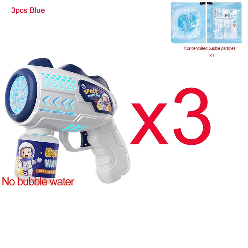 Space Astronauts Fully Automatic Bubble Gun Rocket Bubbles Machine Automatic Blower with Bubble Liquid Toy for Kids Bubble Gift
