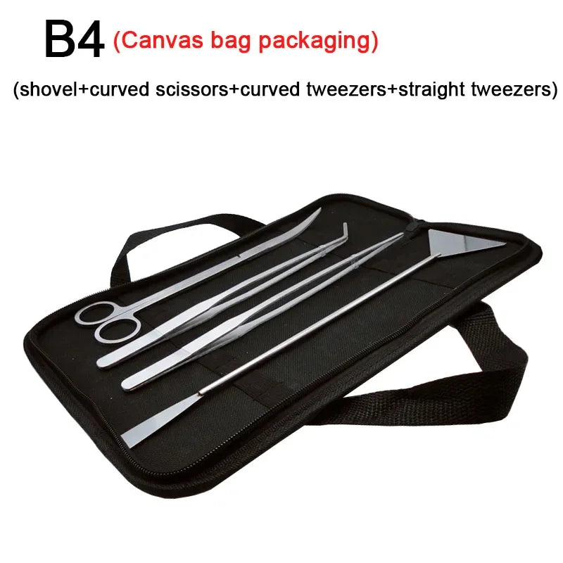 Aquarium Tools Set Scissor Tweezers Plants Wave Scissors Grass Stainless Cleaning Tools Fish Tank Shovels Aquarium Accessories
