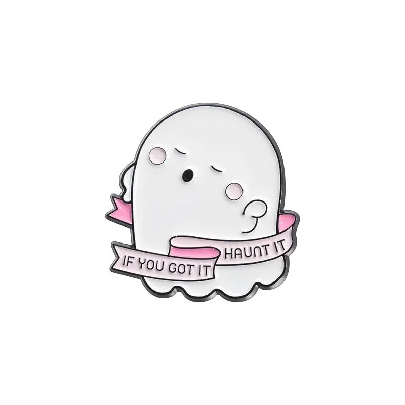 Cartoon Sunglasses Ghost Collected Enamel Pin Funny Spooky Boo With Black Cat Brooch Clothes Lapel Badge Halloween Jewelry Gifts