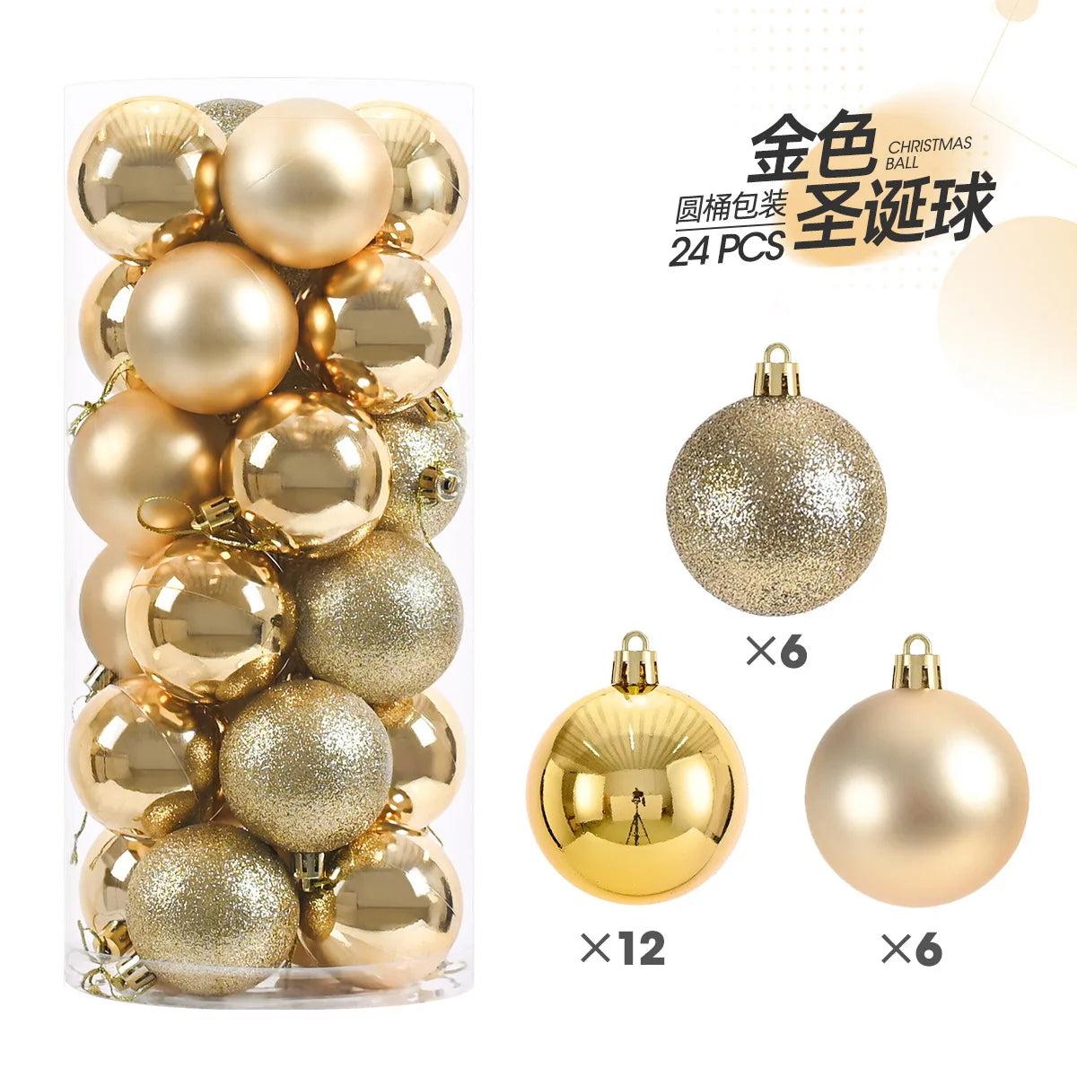 24/pcs 4CM Christmas Ball Ornaments Set Painted Plastics Christmas Tree Pendant Decoration Christmas Decoration Accessories